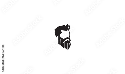 Bearded Man Profile Silhouette - Stylish Male Head with Thick Beard Vector for Barbershop and Men's Grooming Logo