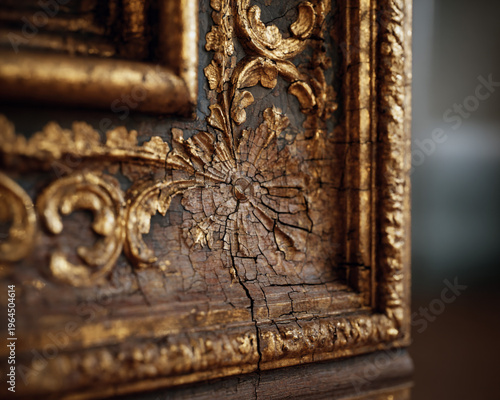 old wooden door with gold ornament