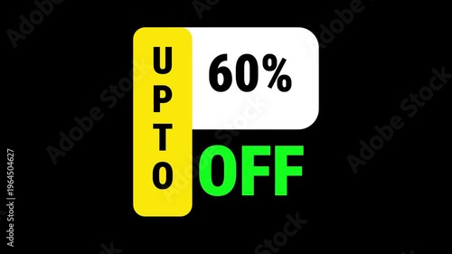 Up to Percent Discount Animated Text Banner, Big Sale Promo Typography, Dynamic Text Animation