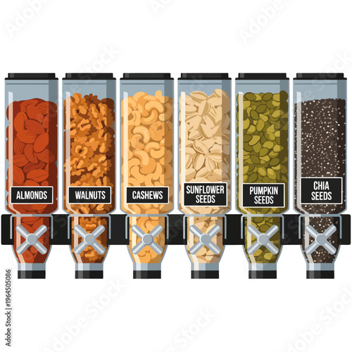 Bulk Nuts and Seeds Dispenser Display Vector