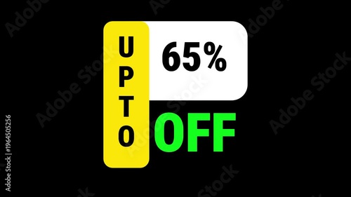 Up to Percent Discount Animated Text Banner, Big Sale Promo Typography, Dynamic Text Animation