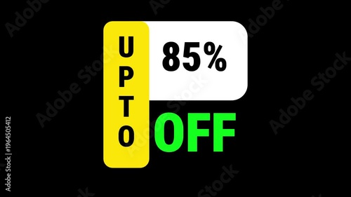 Up to Percent Discount Animated Text Banner, Big Sale Promo Typography, Dynamic Text Animation