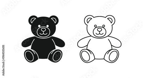 Black and white teddy bears side by side Vector