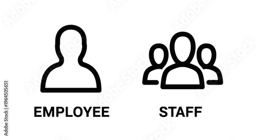 Employee and staff management human resource icons, minimalist vector illustration representing corporate organization, team leadership, and workforce struct
