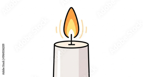 Illustration of a Lit Candle with Flickering Flame.