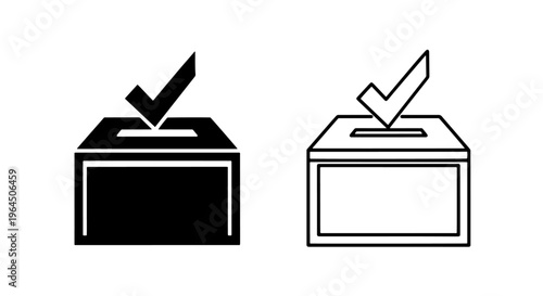 Ballot box with check mark icon - voting approved, election confirmation, decision made