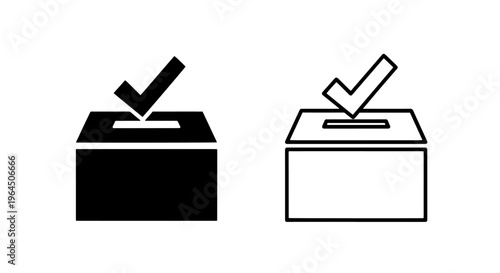 Voting ballot box with checkmark icon for elections and decision making