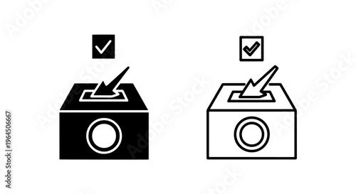 Ballot box with checkmark and circle, election icon for casting vote