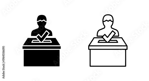 Voting icon with person and ballot box for election and democracy