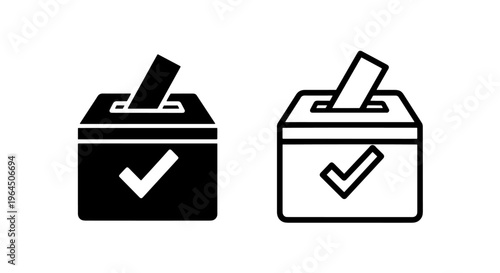 Ballot box icon with slot and check mark for voting process