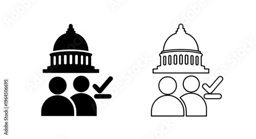 Government election voting icon with people and checkmark