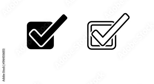 Check mark in square box icon, tick mark for selection or choice