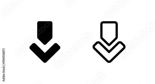 Download arrow icon: direction, solid and outline styles