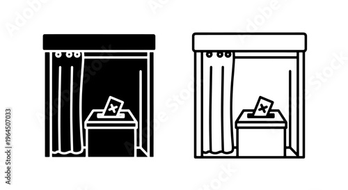 Voting booth icon with ballot, election and privacy symbol, vector illustration