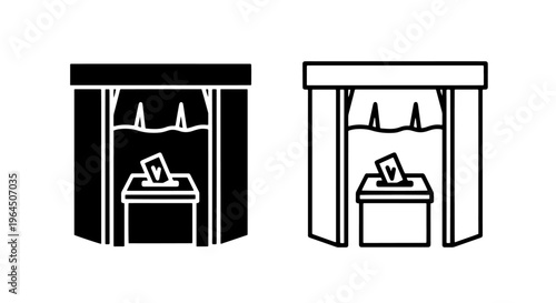 Voting booth icon with ballot box, election and privacy symbol, vector illustration