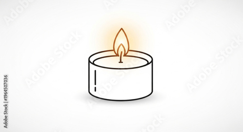 Illustration of a Small Lit Candle with Glowing Flame.