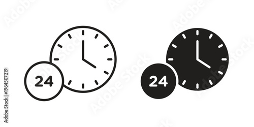 24 hours icons. Vector graphic. Editable vector stroke. EPS 10.