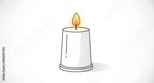 Illustration of a Lit Candle with a Soft Glow.