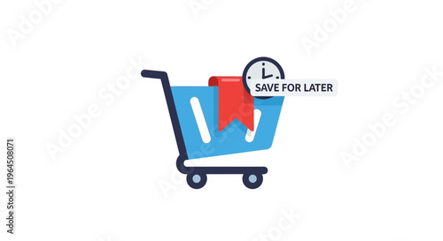 E-commerce Save for Later Shopping Cart Icon - Online Wishlist and Deferred Purchase Concept for Digital Retail