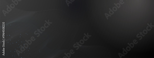 Dark black abstract background with wavy dotted texture digital technology concept