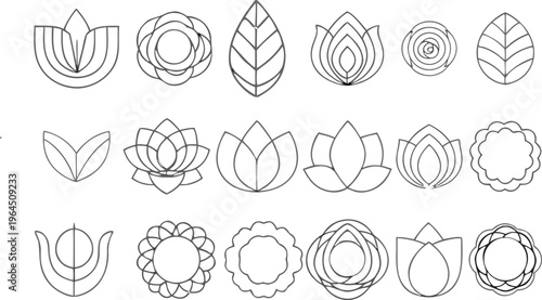 flower related Linear icon collection set