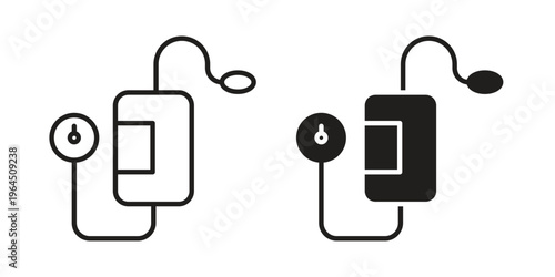 Blood pressure meter icons. Vector graphic. Editable vector stroke. EPS 10.