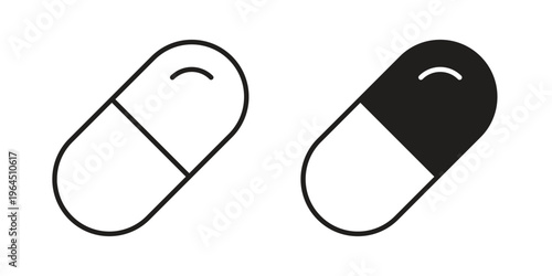 Capsule icons. Vector graphic. Editable vector stroke. EPS 10.