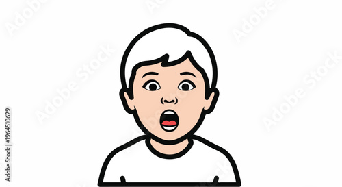 Surprised Little Boy with Open Mouth and Wide Eyes Illustration