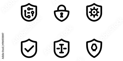 Cyber security shield with transparent background