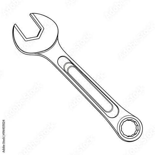 Adjustable Wrench Tool Isolated on White Background