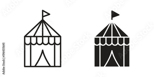 Circus tent icons. Vector graphic. Editable vector stroke. EPS 10.