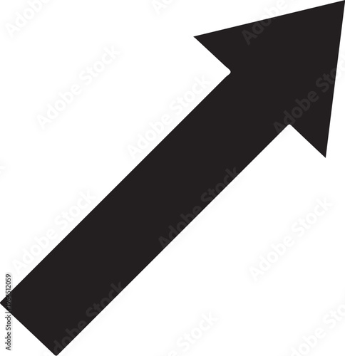 Black arrow icon, upward pointing arrow, vector arrow symbol, directional sign