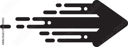 Black arrow icon, speed motion graphics, vector illustration, abstract design element