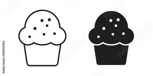 Cupcake icons. Vector graphic. Editable vector stroke. EPS 10.