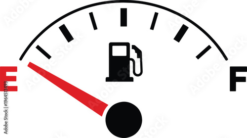 Fuel Gauge Empty Indicator With Gas Pump Icon Vector