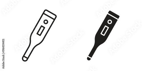 Digital thermometer icons. Vector graphic. Editable vector stroke. EPS 10.