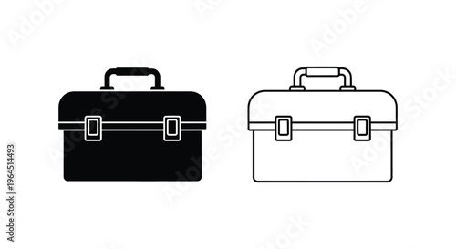 Black and white briefcases with handles and clips Vector