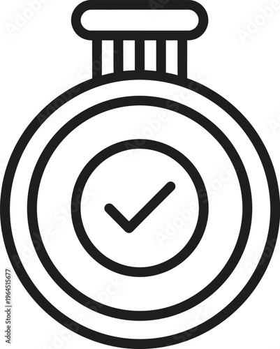 Vector graphic of a stopwatch with a checkmark on its face, symbolizing efficiency and productivity in a simple, modern design