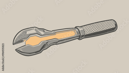 Adjustable Wrench with Neon Accents - Precision Tool Illustration