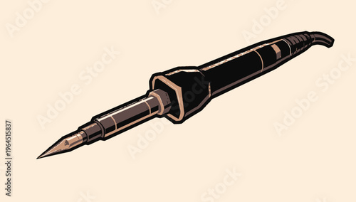 Detailed illustration of a soldering iron with a black handle and a pointed tip, perfect for electronics projects