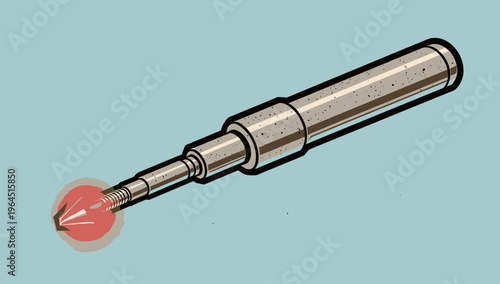 Sleek metallic telescopic probe with a glowing red tip, designed for precision inspection and exploration in advanced scientific or medical fields