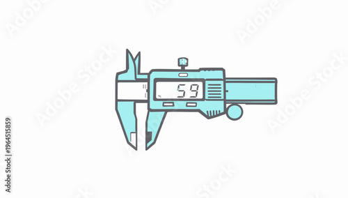 Precision Digital Caliper Measurement Tool Icon in Modern Techy Vector Style for Engineering and Manufacturing Projects