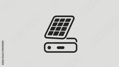Eco-friendly smart solar power bank icon, ideal for sustainable mobile charging and off-grid electricity generation solutions