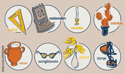 fashionable selection of bows on a white background, vector illustration.