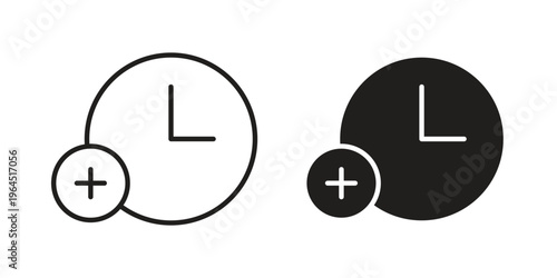 Extra hours icons. Vector graphic. Editable vector stroke. EPS 10.