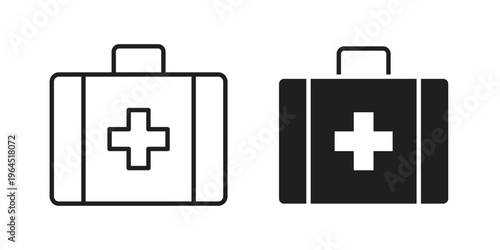 First aid box icons. Vector graphic. Editable vector stroke. EPS 10.