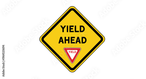 A yellow diamond road sign reading "YIELD AHEAD" with a small yield triangle
