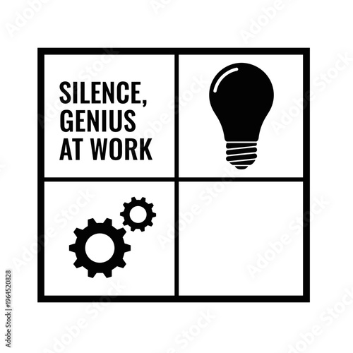 Creative mind at work lightbulb gears and inspiring text for innovation genius and productivity concepts