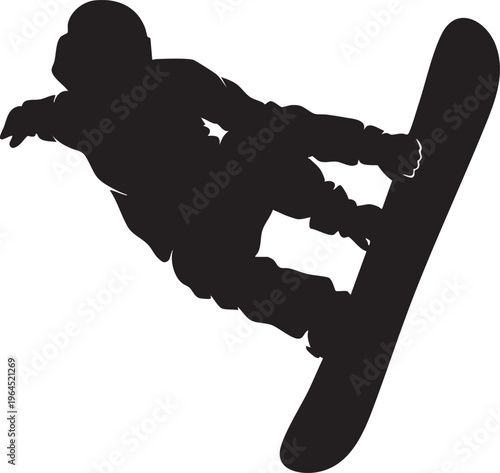 Dynamic silhouette of a snowboarder in action, capturing the exhilarating essence of extreme winter sports