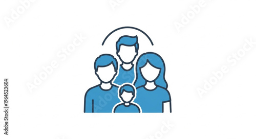 Illustration of a family with parents and two children.